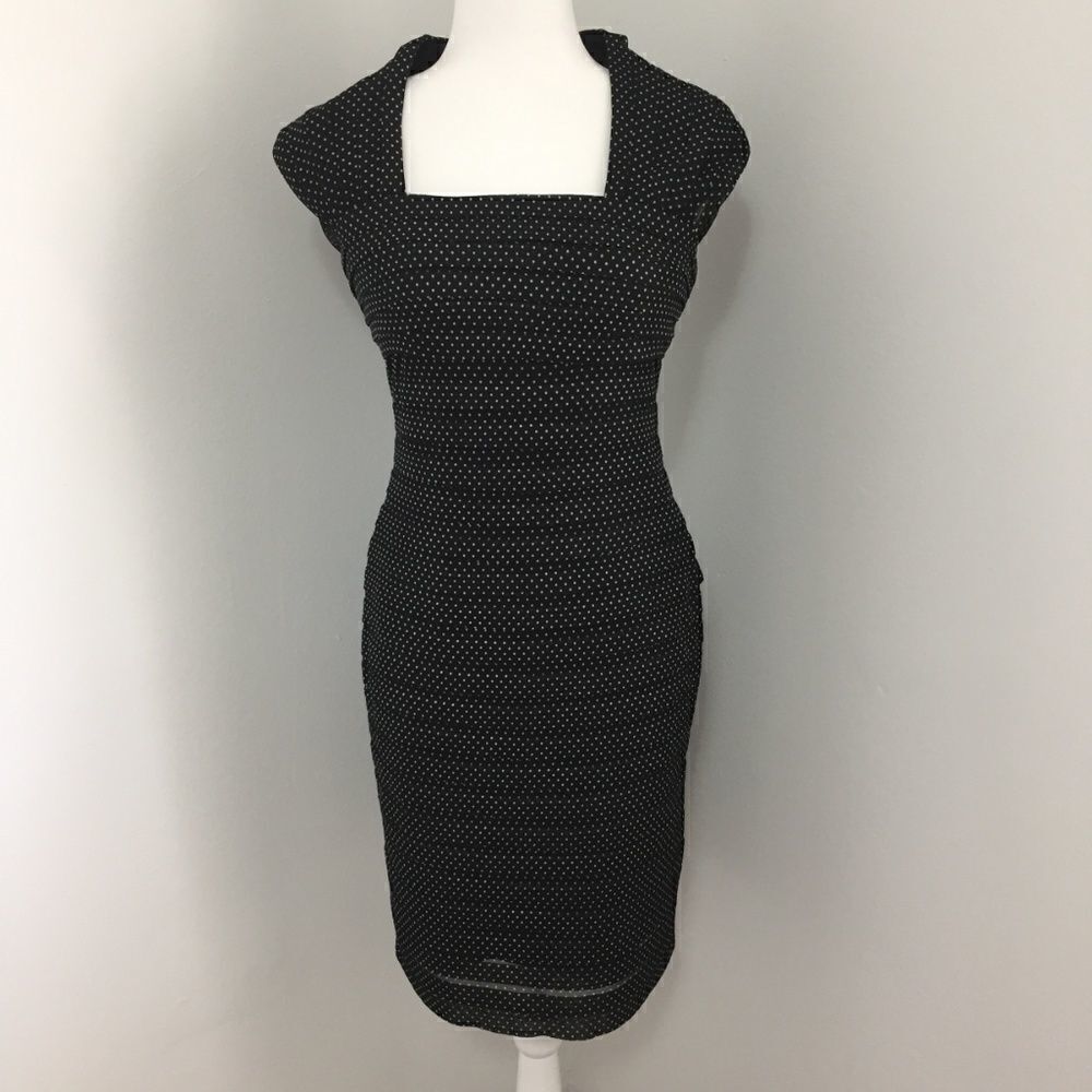 Adriana Papell Black Polka Dot Dress